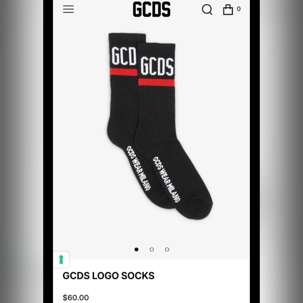 GCDS European Designer logo socks. New. One size